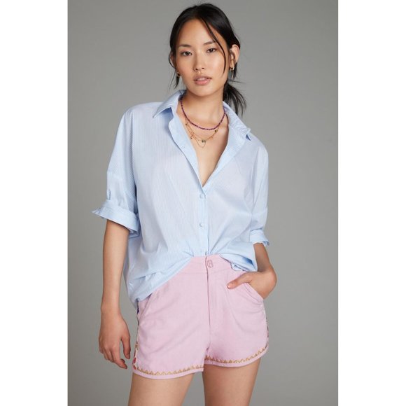 Anthropologie Embroidered Track Shorts - Picture 3 of 10